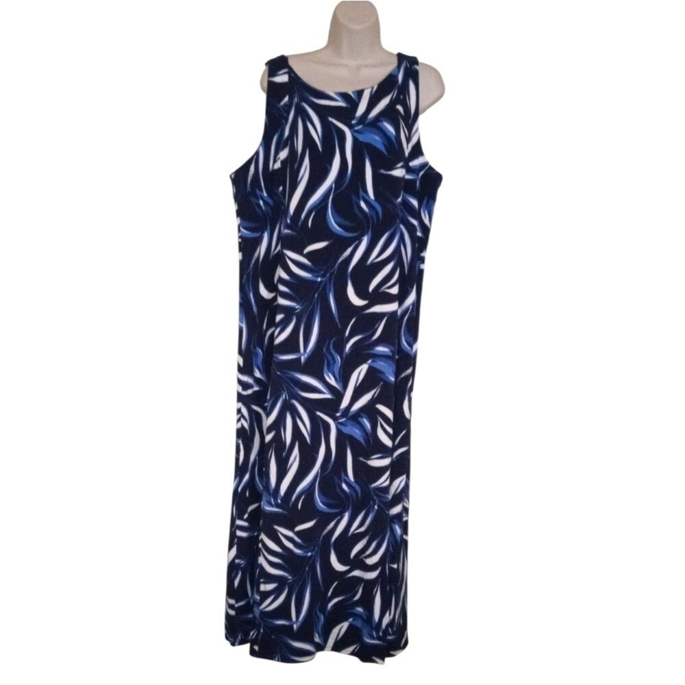 New Chico's Sleeveless Foliage Maxi Dress Navy XXL 20 NWT